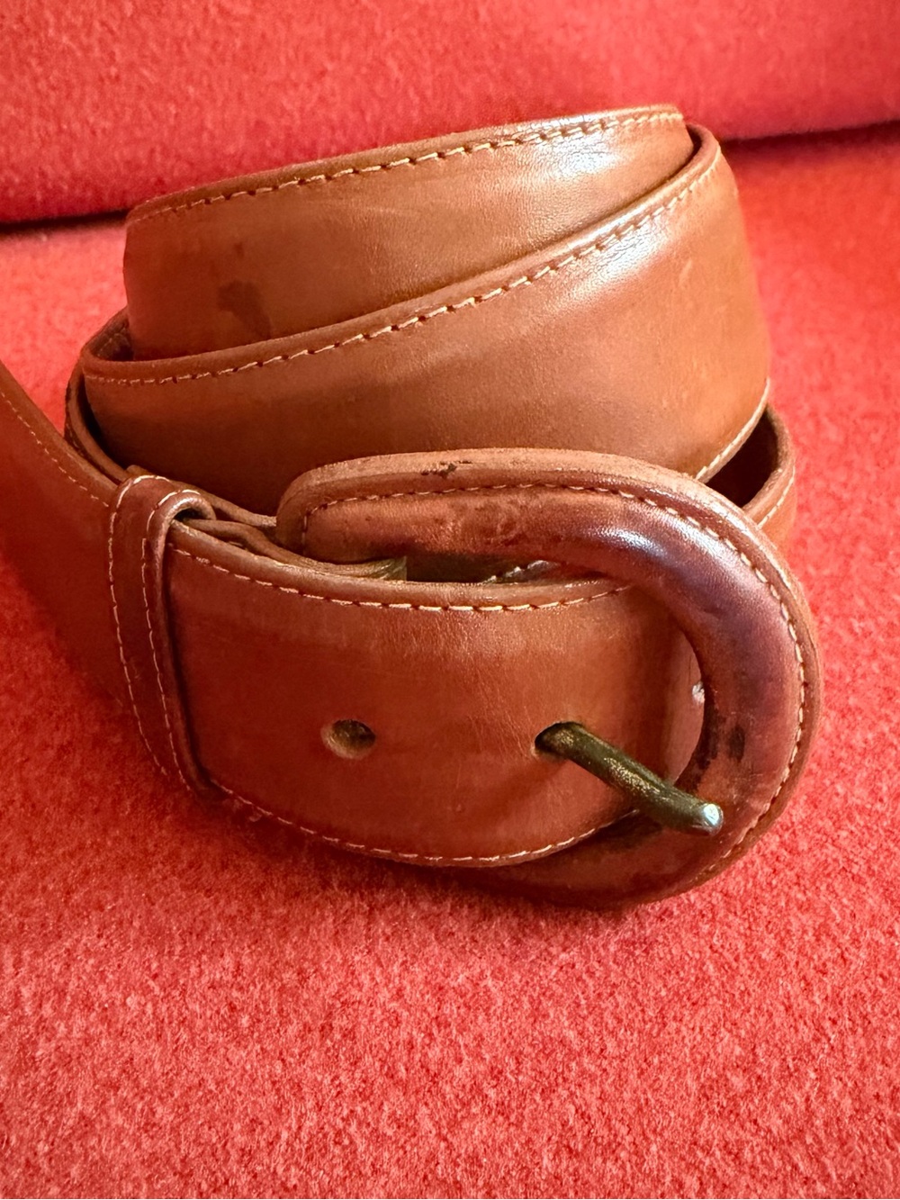 Polo Ralph Lauren Brown Adjustable Brass Buckle Men's Dress Belt Size 34